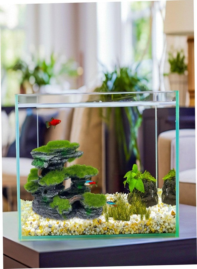 زينة حوض السمك من KDAMGOQE، حجر منظر لحوض السمك، مخبأ مغطى بالطحالب لحوض السمك (6.7 × 2.4 × 4.5)، زينة راتنجية غاطسة كبيرة، إكسسوارات حوض سمك سهلة التركيب - Image 5